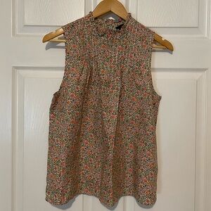 J. Crew Pintuck cotton poplin top in scattered blooms